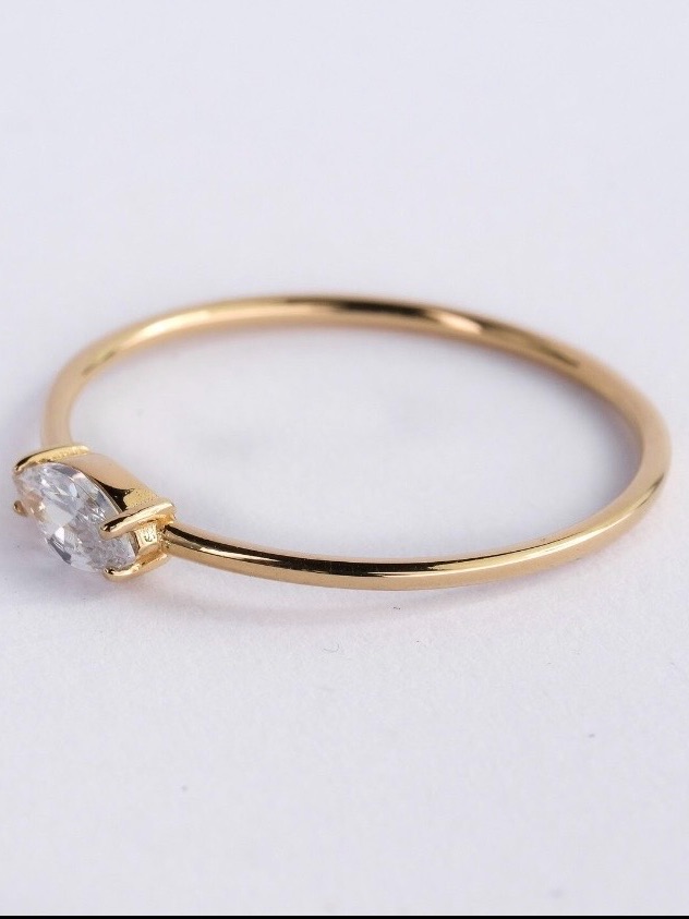 Solid 14k Gold Marquise Ring  Solid Gold